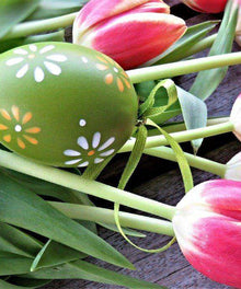 Osterei mit rosa Tulpen Diamond Painting