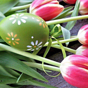 Osterei mit rosa Tulpen Diamond Painting