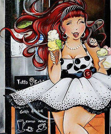 Dame mit Eiscreme Diamond Painting Motiv
