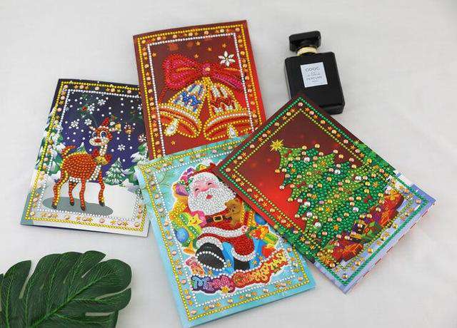 Weihnachtskarten Feiertage Diamond Painting 4 Stück
