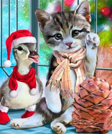 Tierfreunde Weihnachten Diamond Painting Motiv