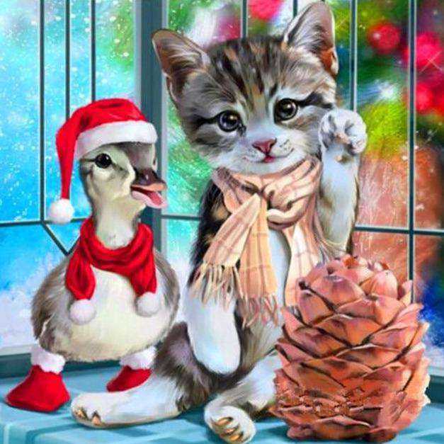 Tierfreunde Weihnachten Diamond Painting Motiv