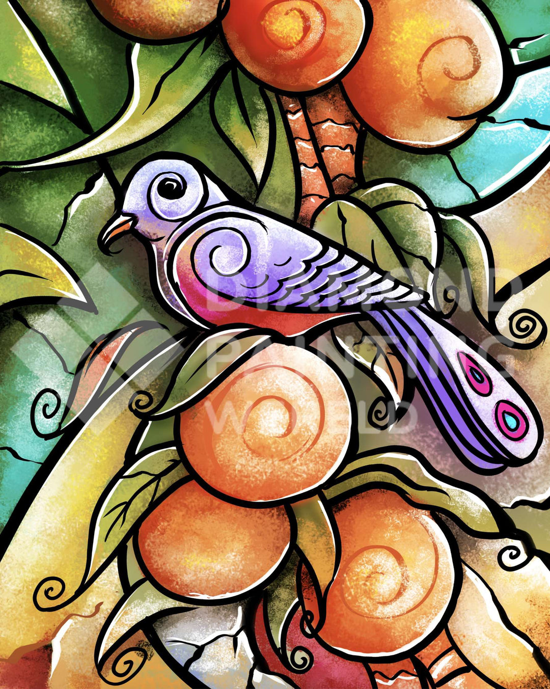 Vogel im Baum Exklusiv-Design - Diamond Painting Vogelmotiv